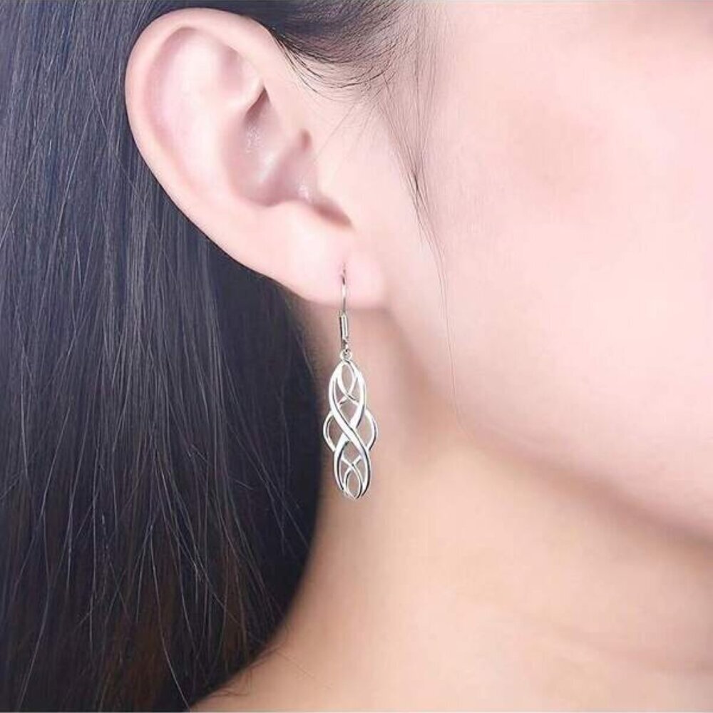 Sterling Silver Infinity Drop Earrings - Picture 2 of 3